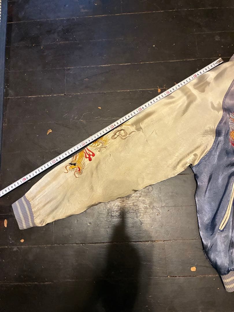 リバーシブルスカジャン双龍&舞妓&JAPAN Mapブルーフェードナス紺。