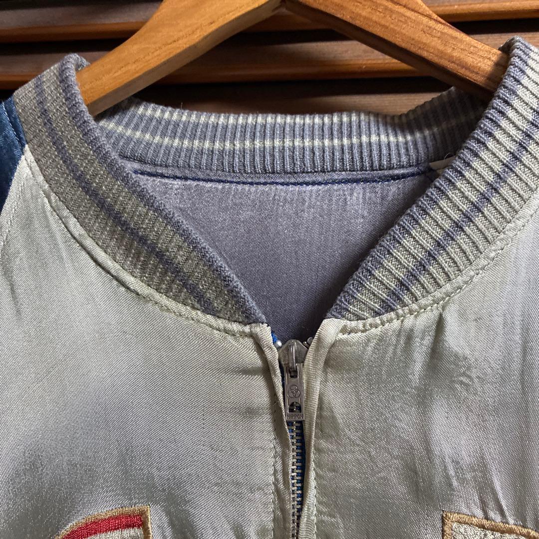 リバーシブルスカジャン双龍&舞妓&JAPAN Mapブルーフェードナス紺。