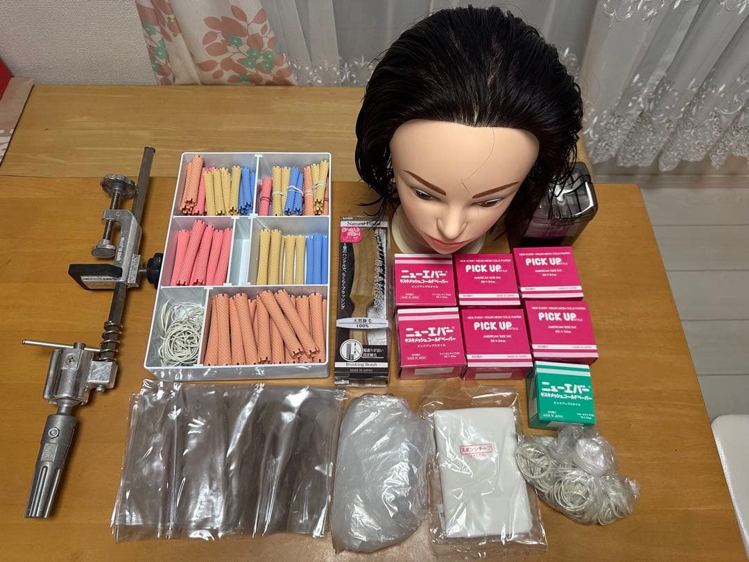 美容専門学生 美容師国家試験 ウィッグ ロッド クランプ セット