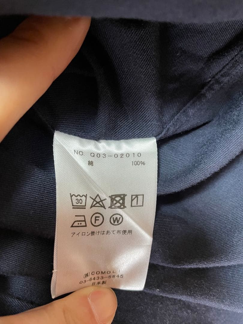 comoli シャツ　 ネイビー コットン100 サイズ1