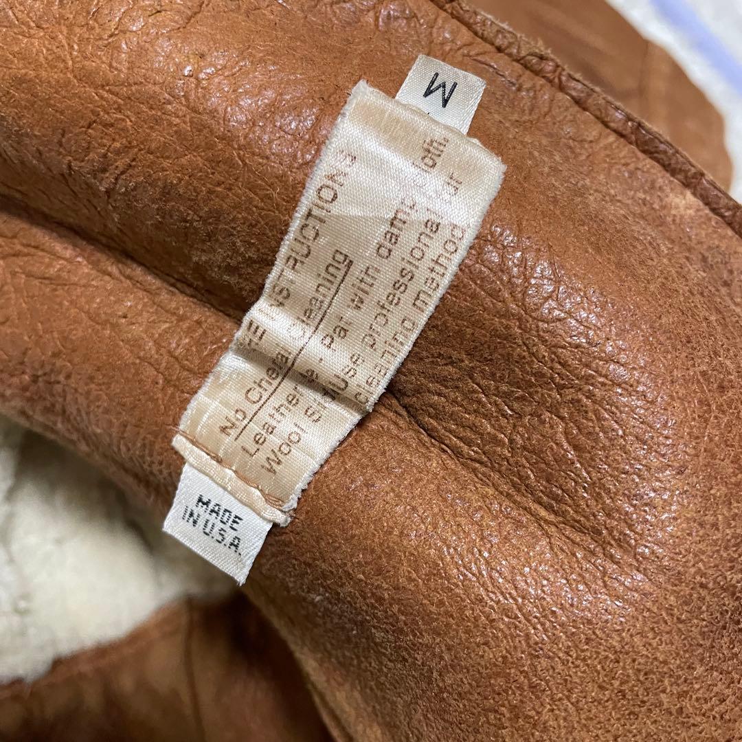 希少‼️USA製 ムートンライダースジャケット　ブラウンレザー　ダブル　ボア襟付き