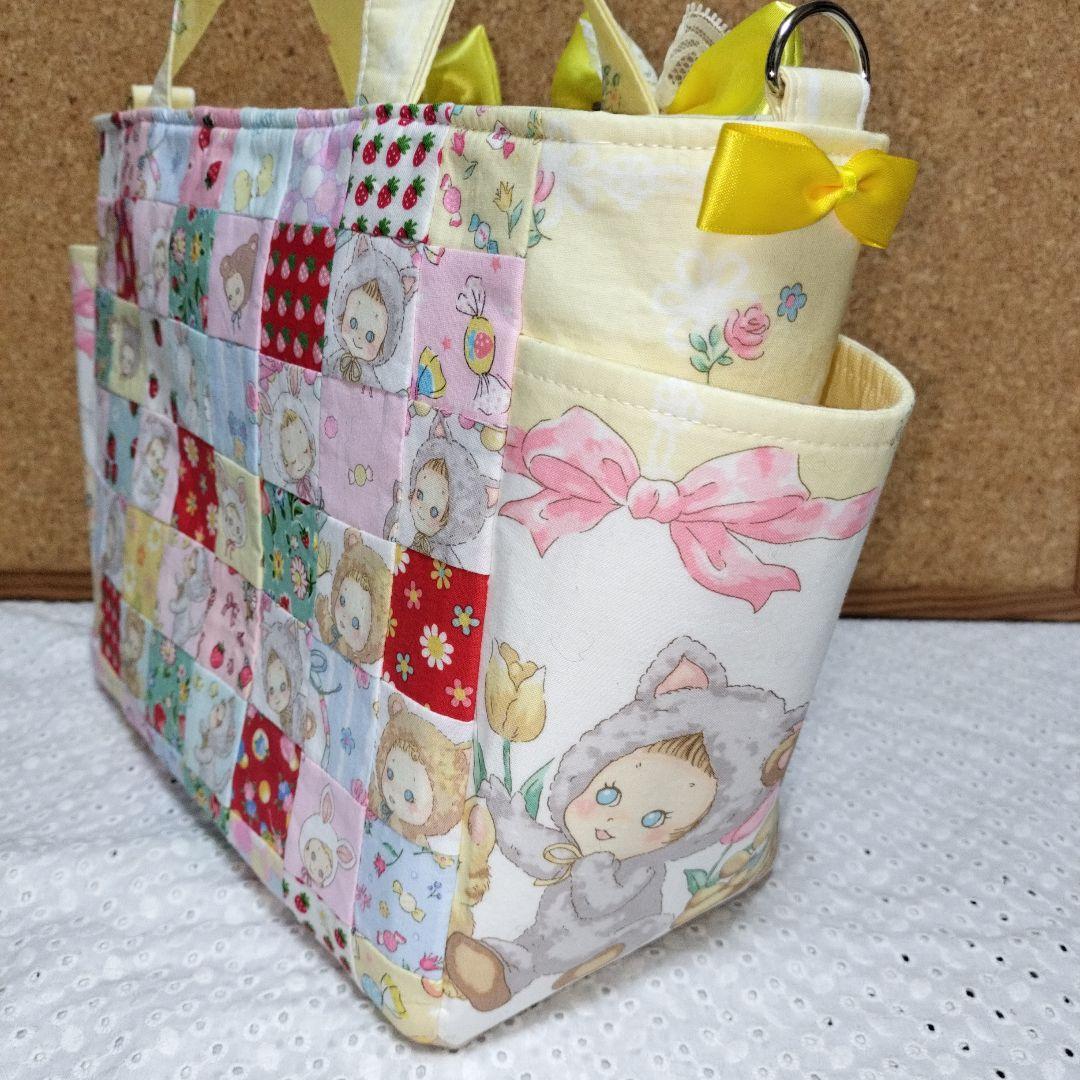 パッチワークサイドポケット付き２wayトートバック