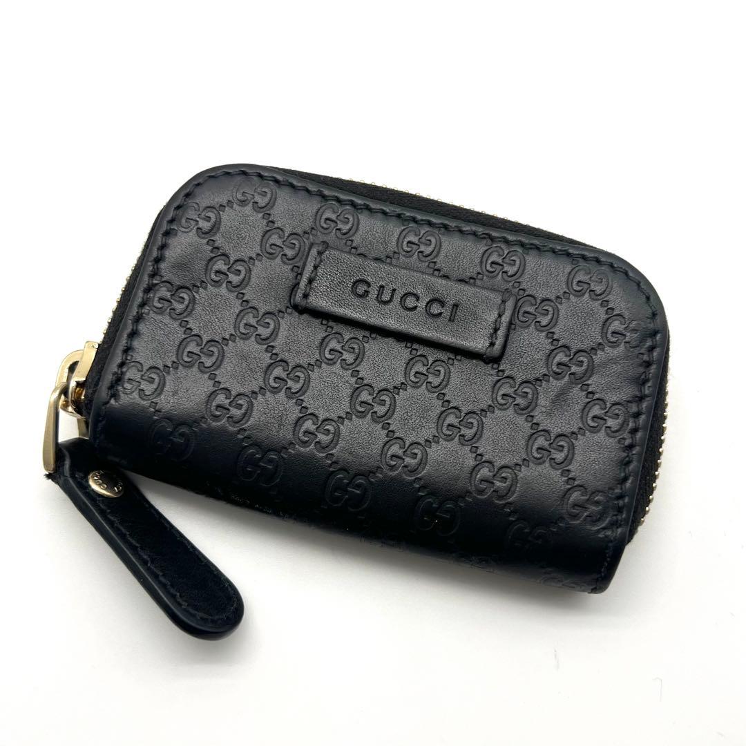 美品 GUCCI グッチ シマ GGロゴ レザー ブラック 黒 ケース