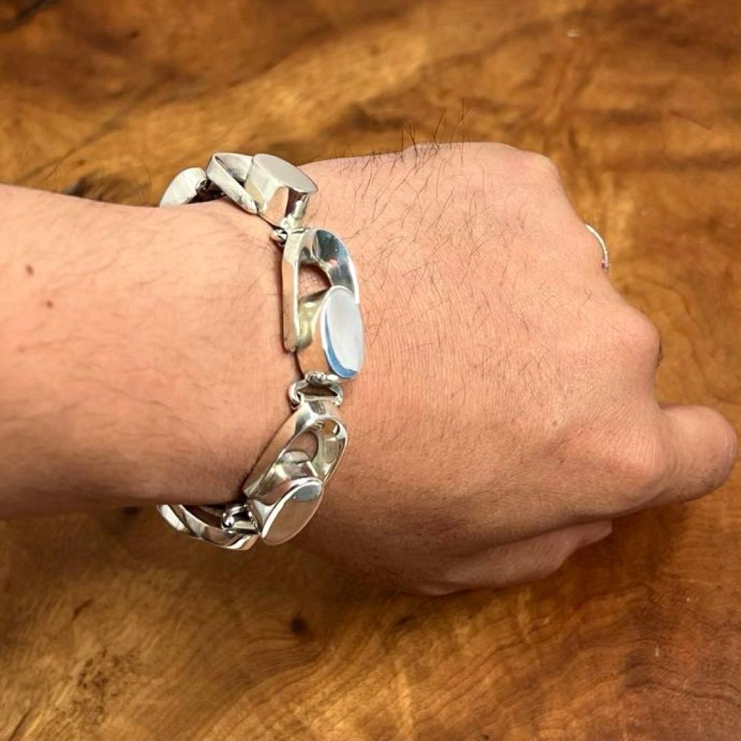 メキシコ ヴィンテージ シルバー モダン ヘビーブレスレット MEXICO925