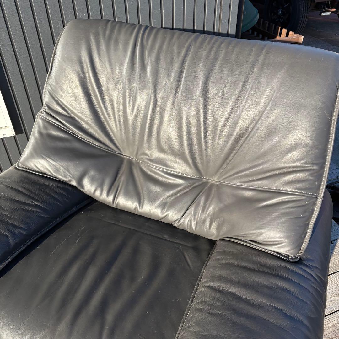 北欧レトロ カリモク 本革 1人掛けソファ 大型 ロビーチェア グレービンテージ