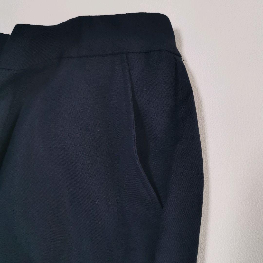 プラステ パンツスーツ ノーカラージャケット セットアップ リネン混 ボタンレス