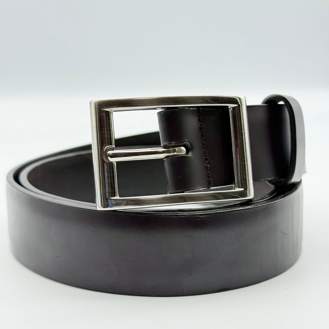✨良品✨PRADA ベルト シルバー金具 ビジネス 紳士 ブラック 純正ベルト