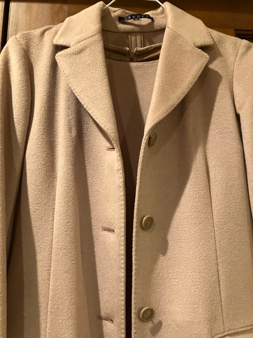 希少　セオリー　ウールとカシミヤ混ノースリーブワンピースとコートアンサンブル