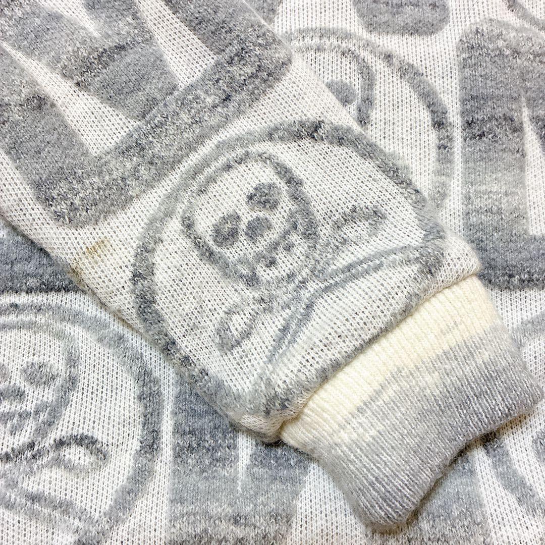 【マークアンドロナ】スカルデザイン ハーフジップセーター グレー