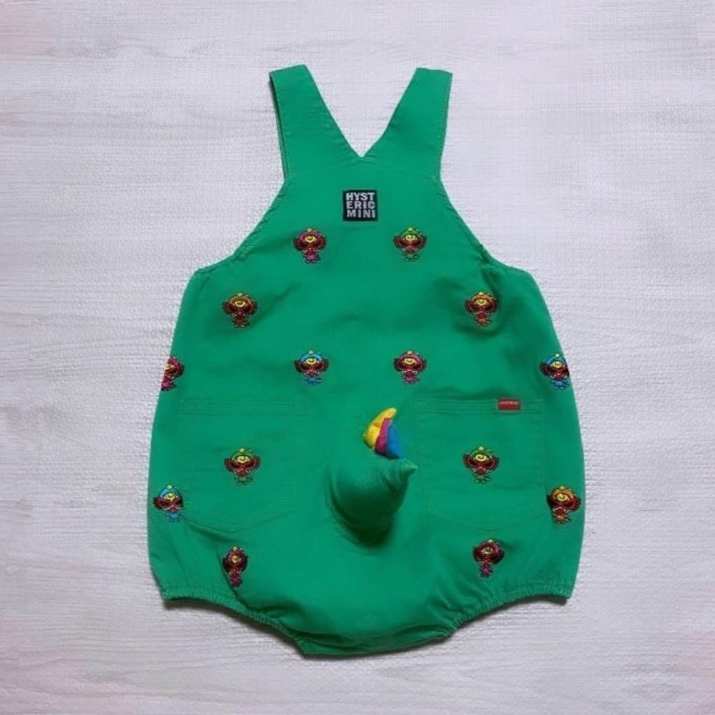 « 美品 » ヒステリックミニ ミニラ 刺繍ダルマ 恐竜 サロペット 緑 最安値