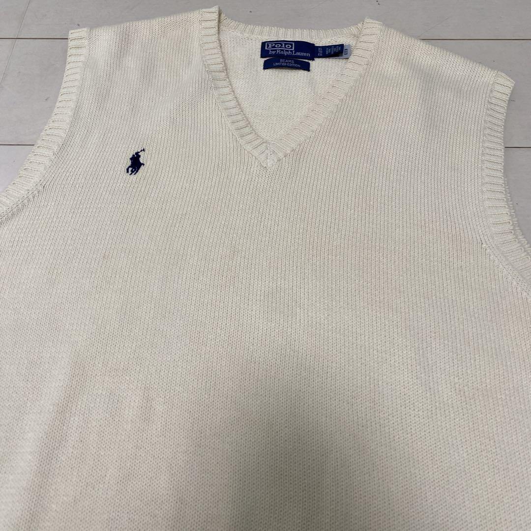 美品　ポロラルフローレン　ビームス別注　ニットベスト　コットン　ポニー刺繍　ＸＬ