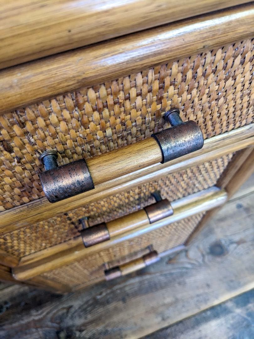 【Kazama】籐家具 ラタンのドレッサー 鏡台 椅子付