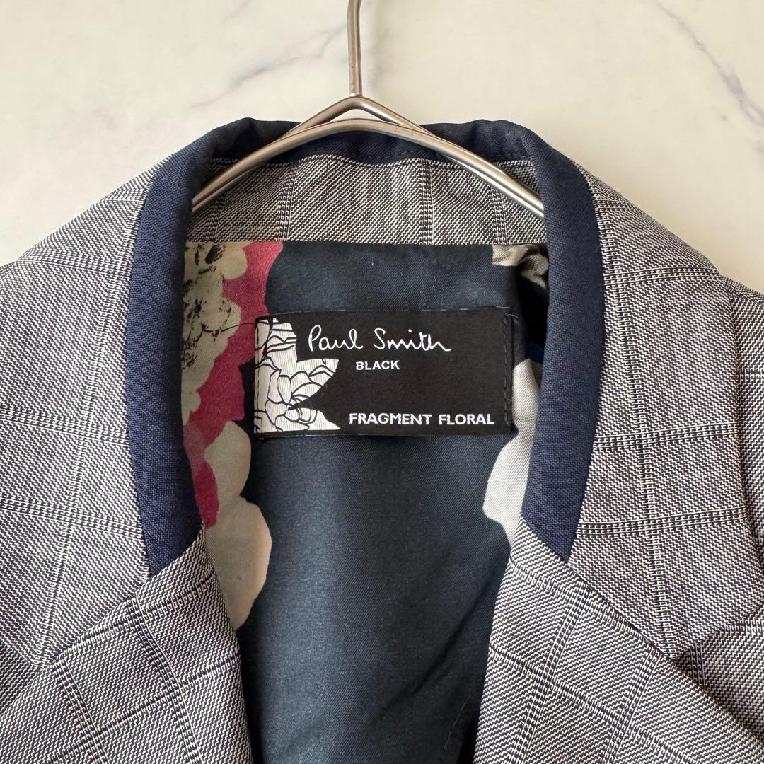 ポールスミス ウール シルク セットアップ パンツスーツ チェック 裏地花柄 L