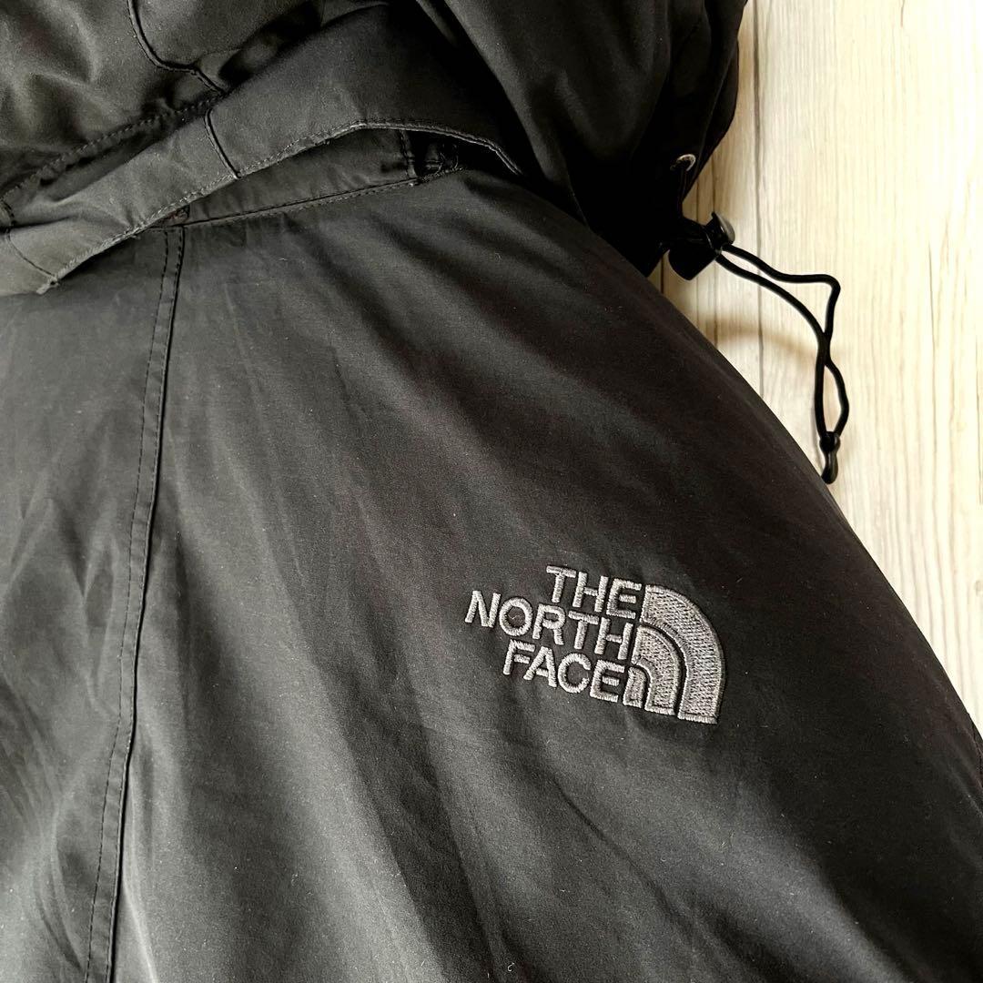 ノースフェイス　ブラックダウンジャケット　XL フード取外し可　ポケット多数