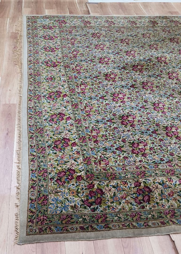 Y3184 高級ペルシャ絨毯 ケルマン産 ウール100% 手織り 特大4m越え