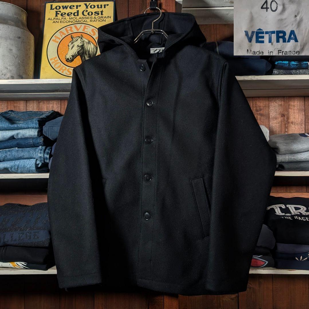 フランス製　70s　VETRA　デッドストック　上質生地　クラシックコート　黒
