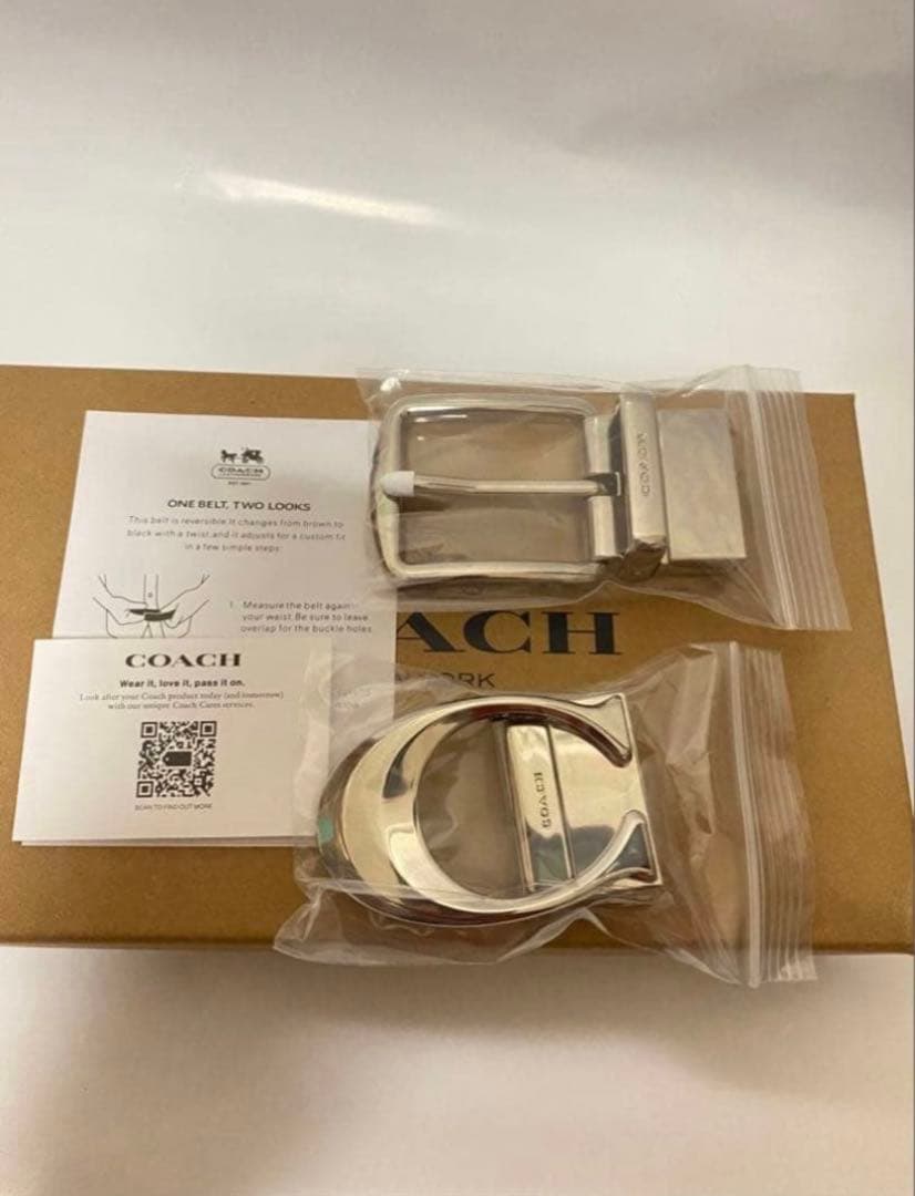 COACH コーチ　メンズベルト回転バックル2個 ギフト箱付き