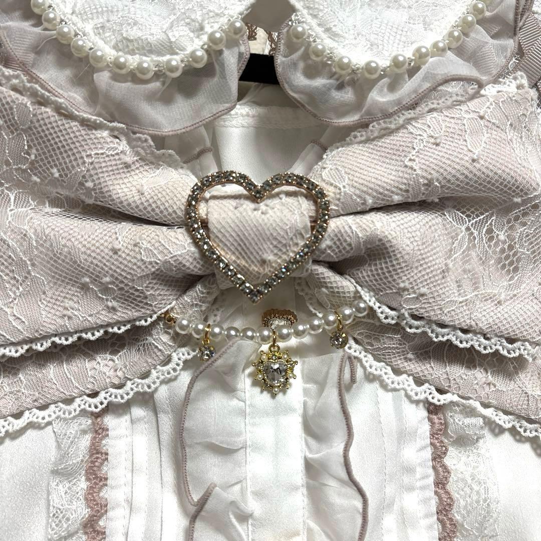 LIZLISA BIGリボンオープンショルダーブラウス Freeホワイト×ピンク