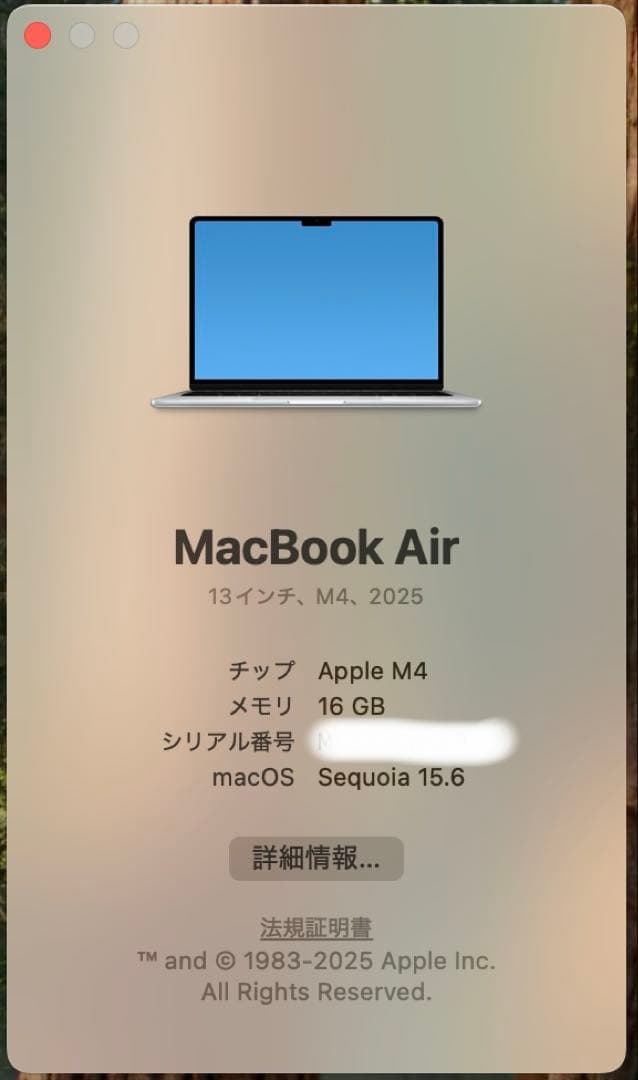 Apple MacBook Air 13インチ（2025年モデル）