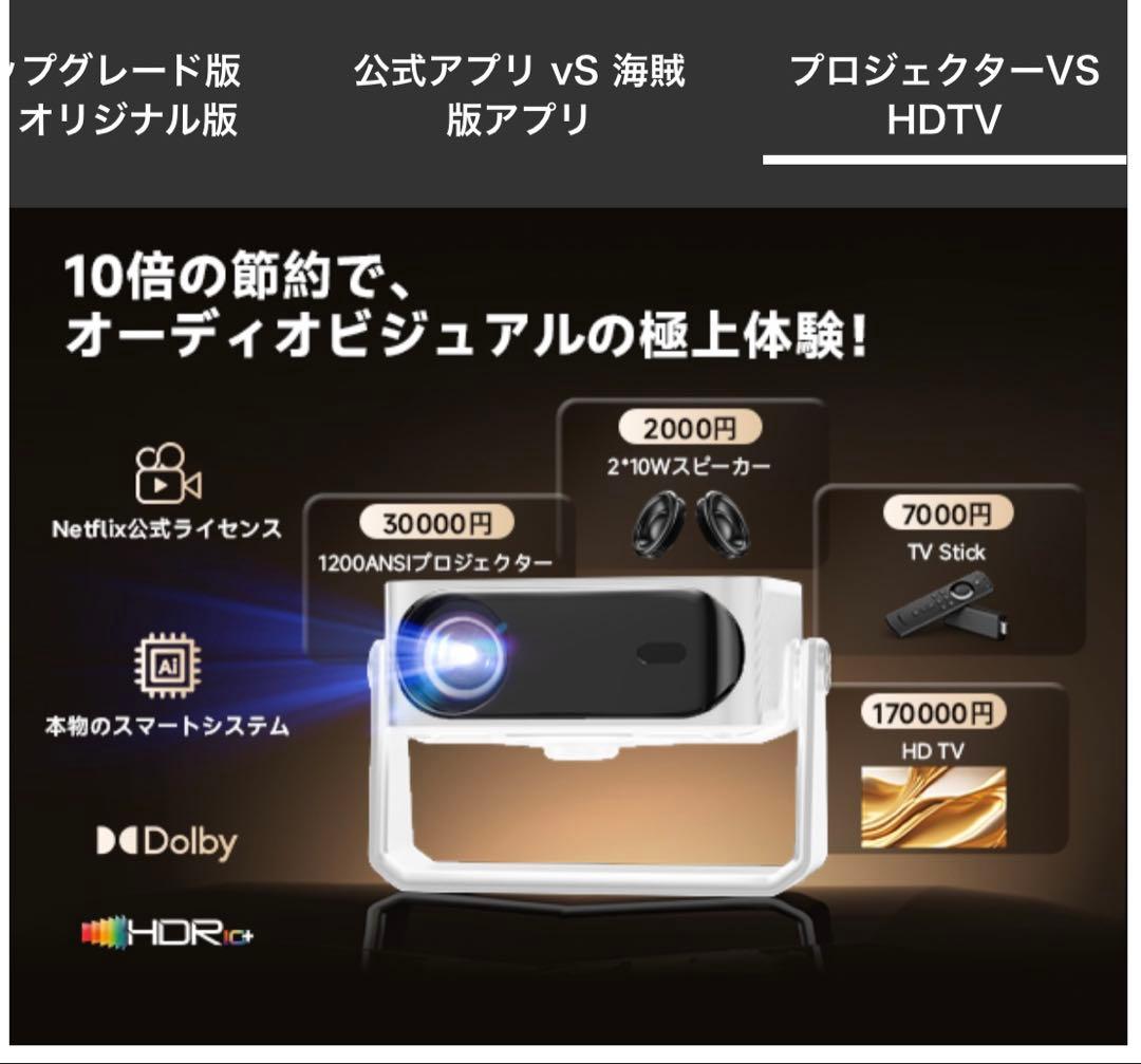 プロジェクター 家庭用 小型 天井 1200ASNI 高輝度 1080P 4K