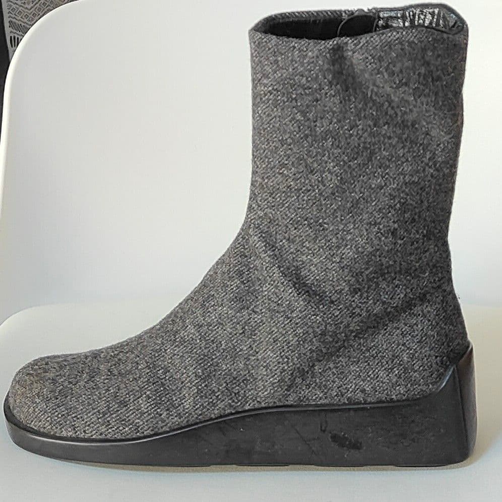 PRADA プラダ　ブーツ　ウール　サイドジップ　グレー　36 23cm