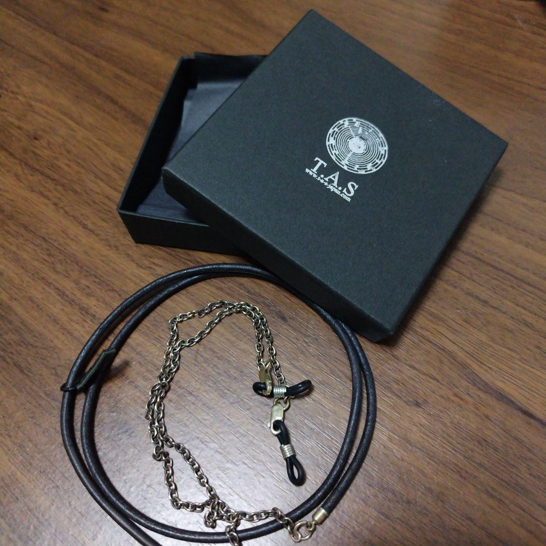 T.A.S ティーエーエス　 ブラックレザーシルバー メガネチェーン
