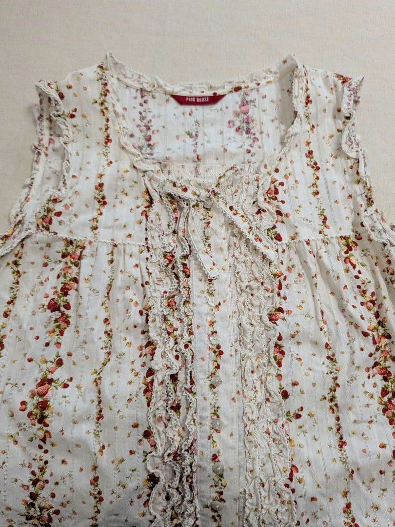 ピンクハウス　いちご柄　ノースリーブワンピース