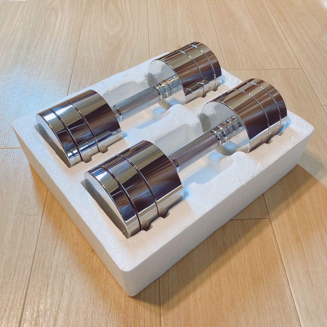 STEADY 可変式ダンベル 10kg 2個セット【クロームメッキ簡単重量調整】