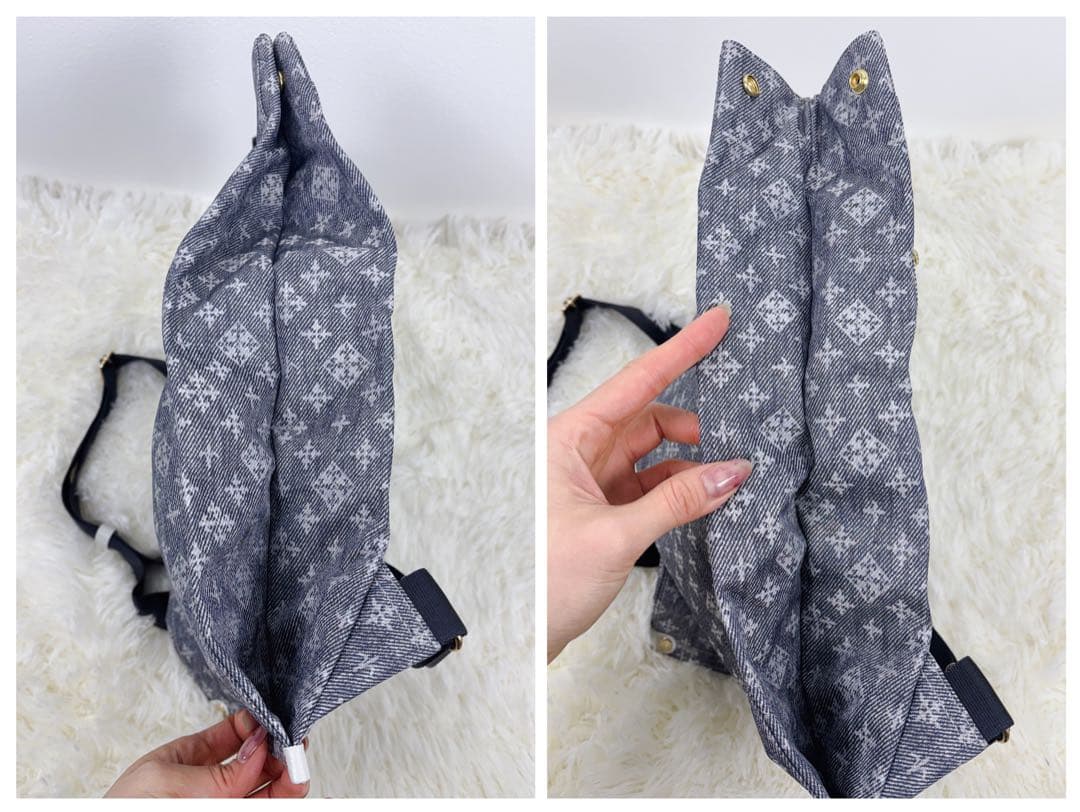 新品タグ有 極美品◆russet 折りたためるデニムプリント リュック