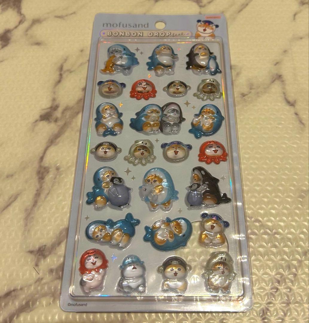 mofusand ボンボンドロップシール　さめにゃん