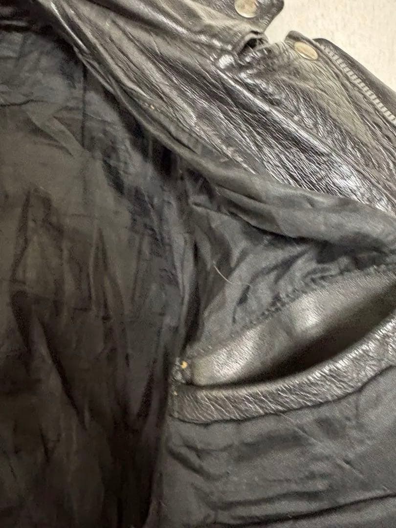 ブラックレザー ダブルライダースジャケット