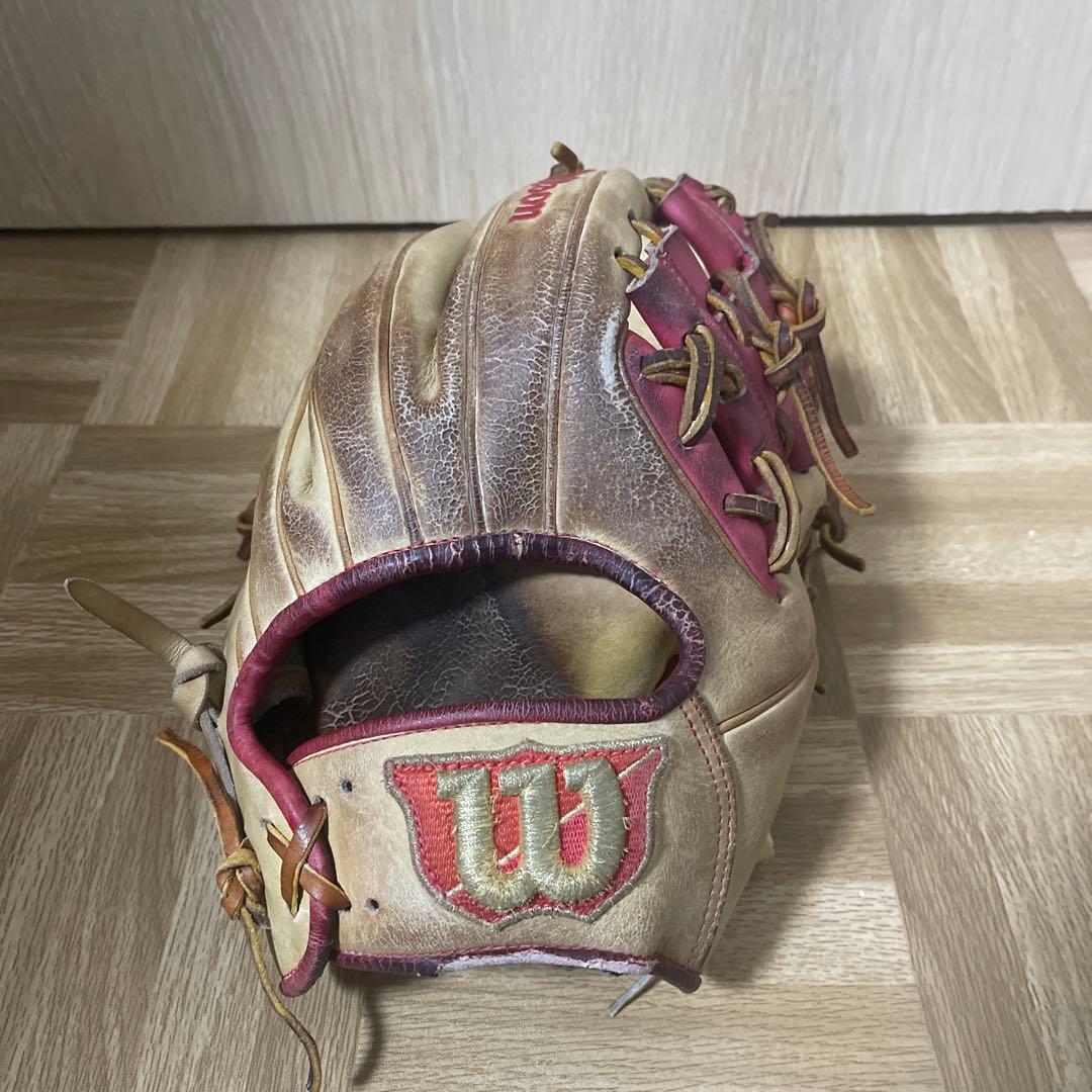 Wilson 軟式グローブ ベージュ/赤　内野