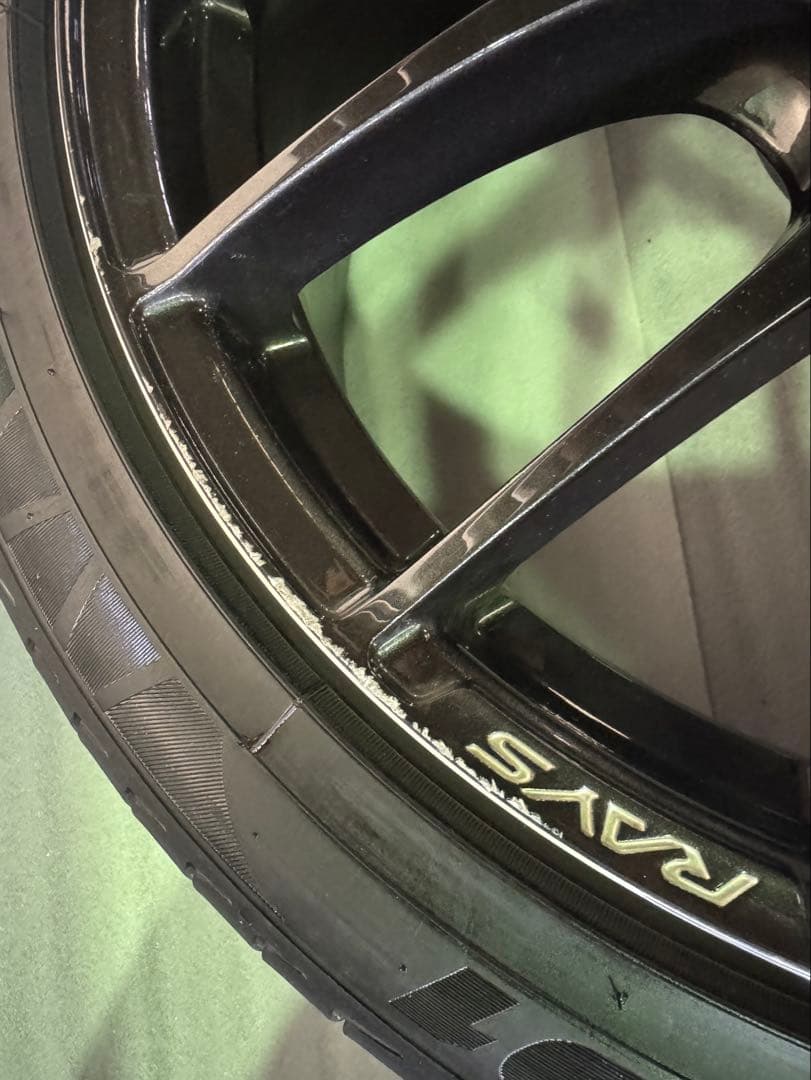 送料込み20インチ ブラック スポークホイールセット Rays ロックナット付き