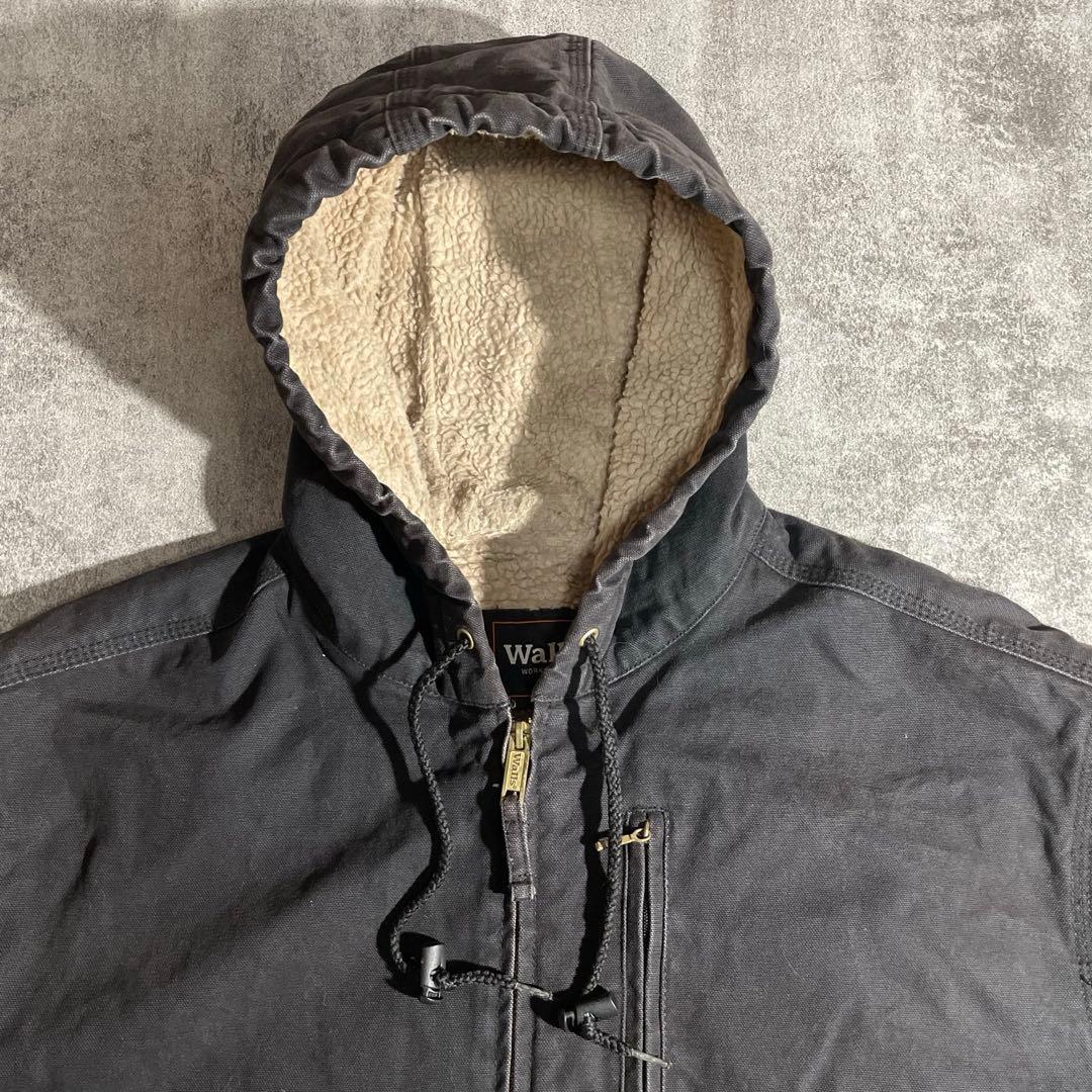 90'sWallsウォールズ ダック地アクティブジャケット裏地ボア黒フェードXL