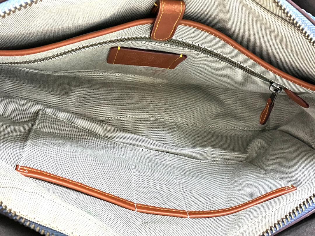 H7-196 コーチ レザー ビジネスバッグ ブルー 11104 (使用感あり)