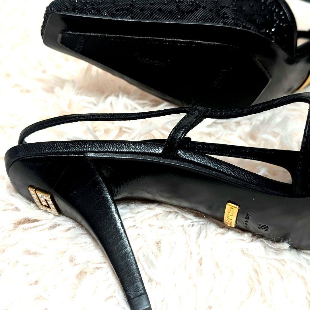 定価13万80%オフ☆GUCCI スリングバックパンプス GGラインストーン