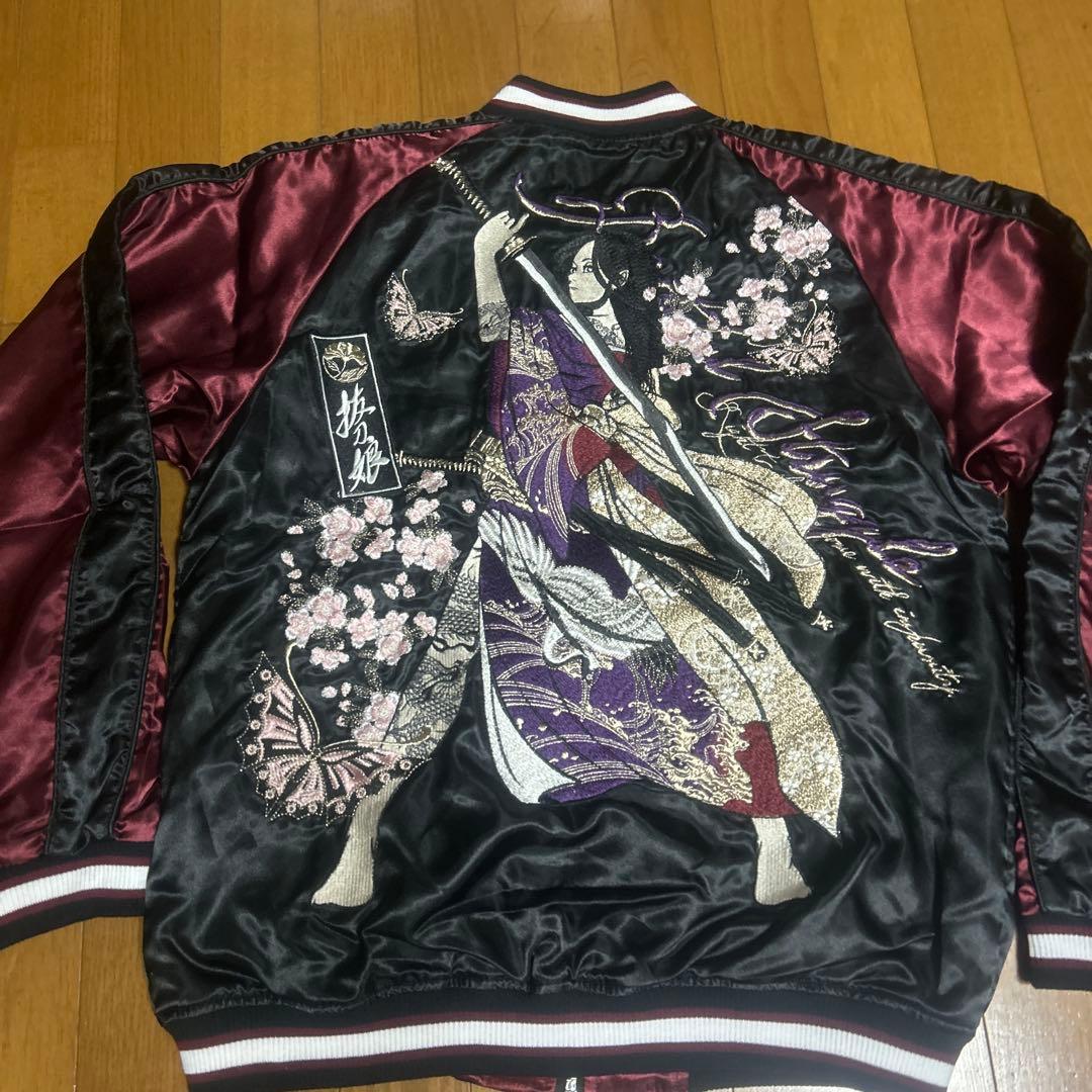 ☆【希少】絡繰魂 L 抜刀娘 刺繍 スカジャン 和柄 派手☆