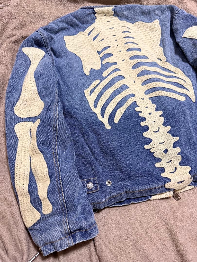 90s MOTO KROSS スケルトン スカジャン デニムジャケット Gジャン