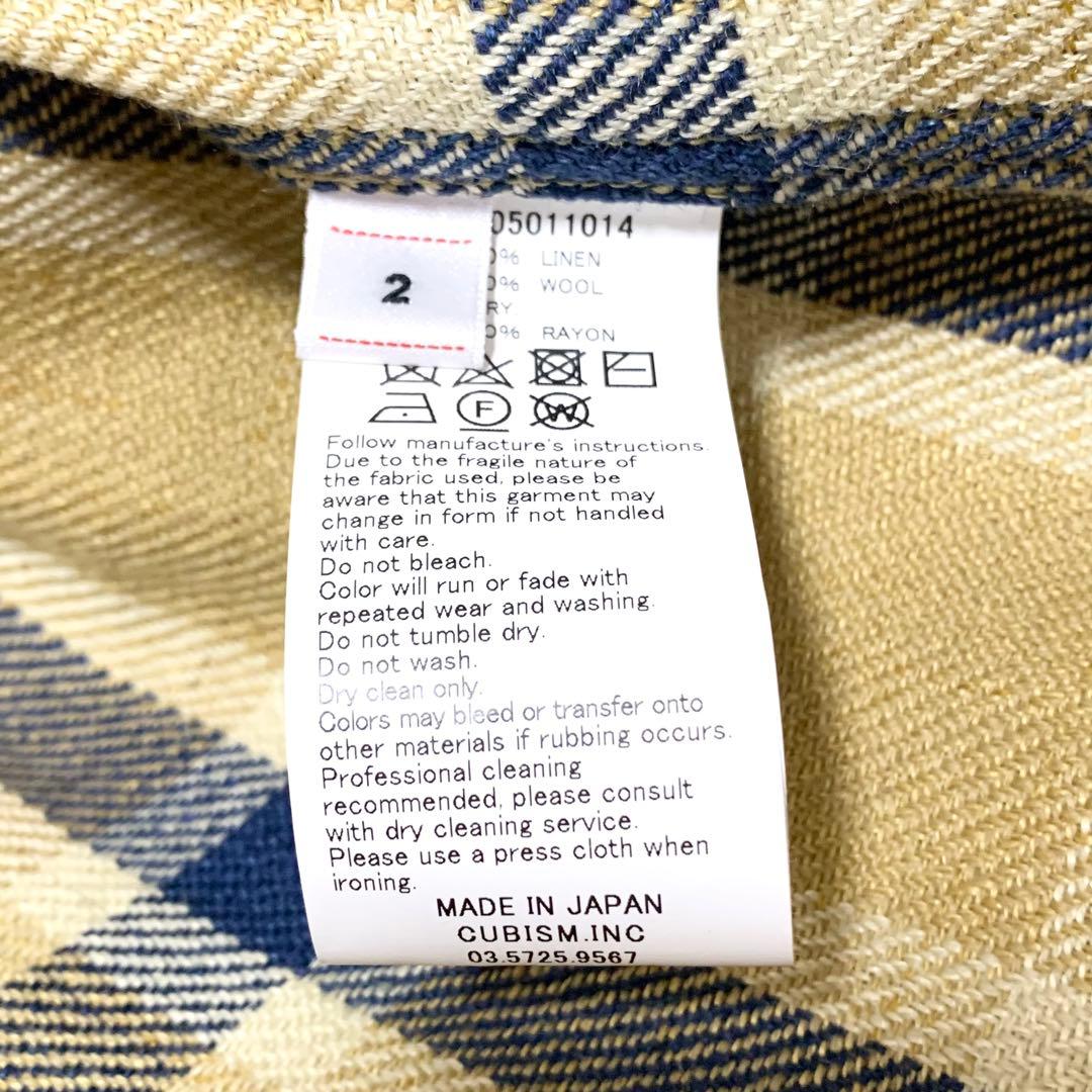 visvim LUMBER L/S リネン×ウール チェックシャツ ベージュ 2