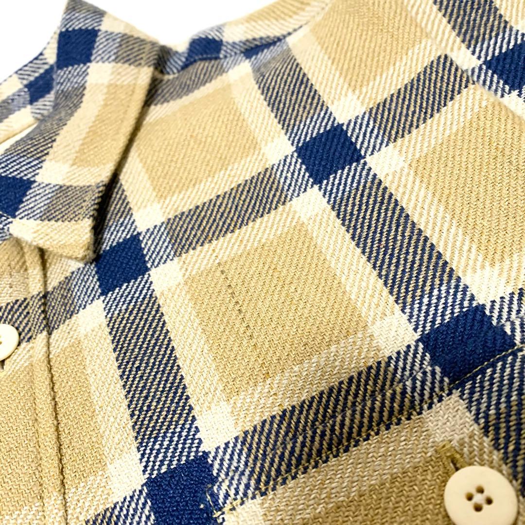 visvim LUMBER L/S リネン×ウール チェックシャツ ベージュ 2