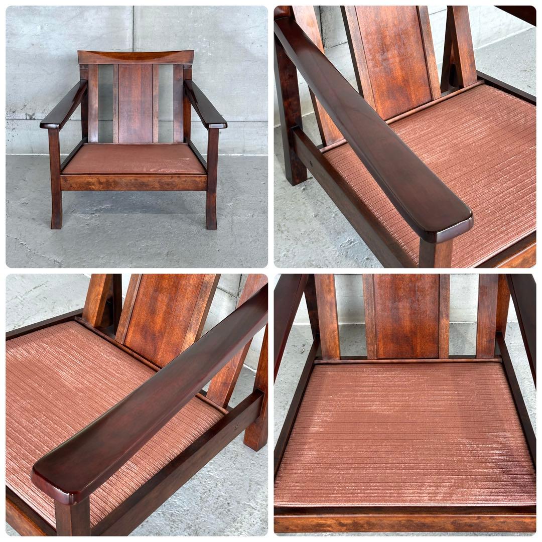 ★80s★ 昭和レトロ 森繁 MORISHIGE 1Pソファ｜無垢木枠 和モダン