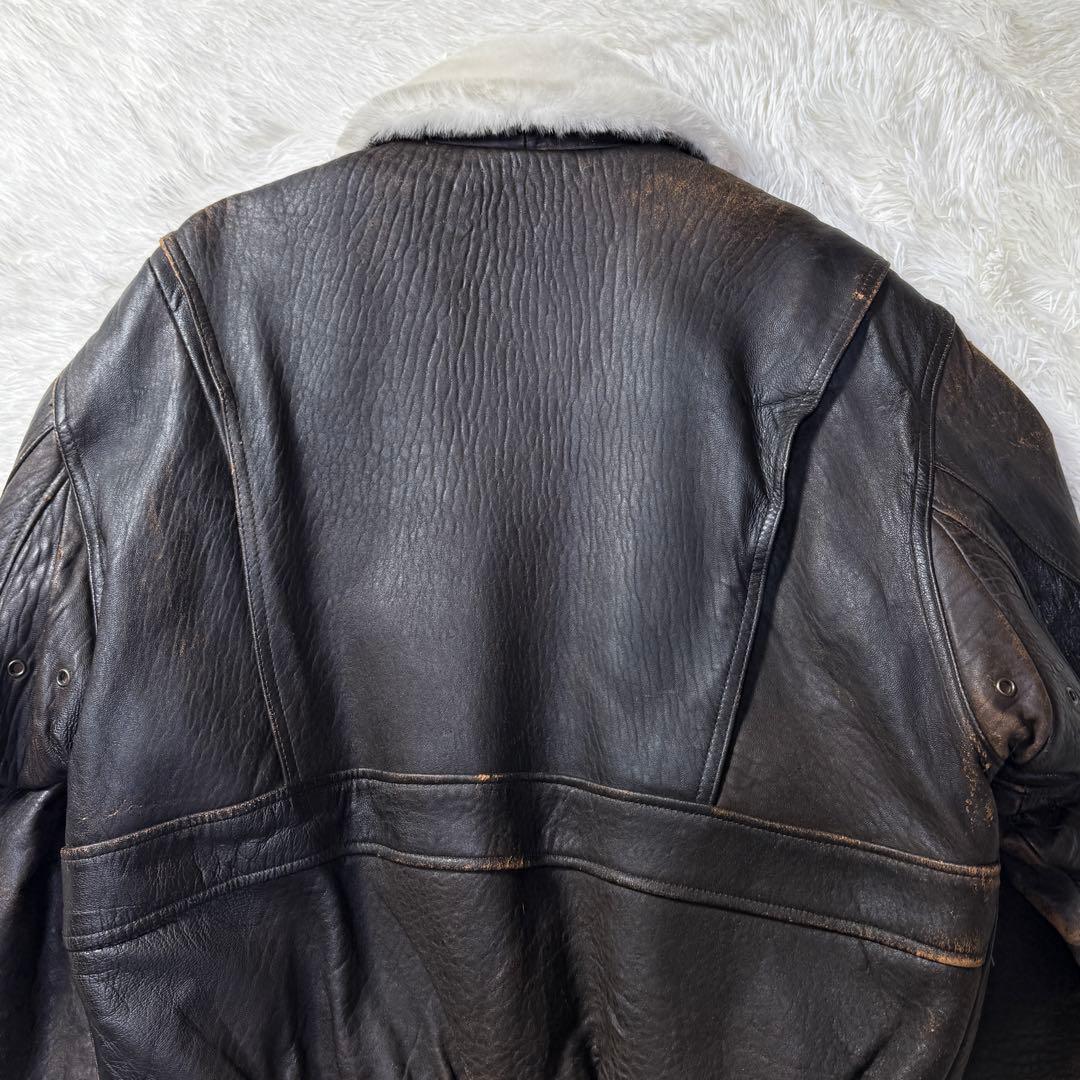 90s vintage G-1 フライトレザージャケット L 襟ボア・中綿入り！