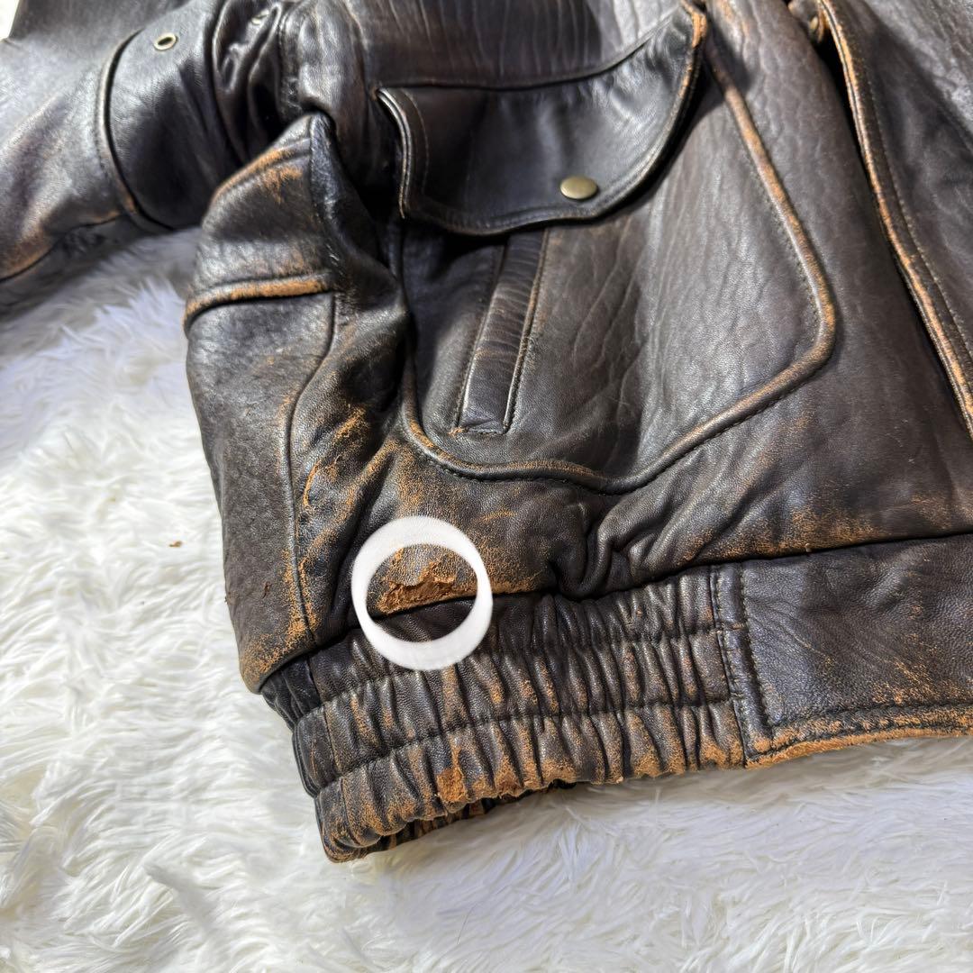 90s vintage G-1 フライトレザージャケット L 襟ボア・中綿入り！