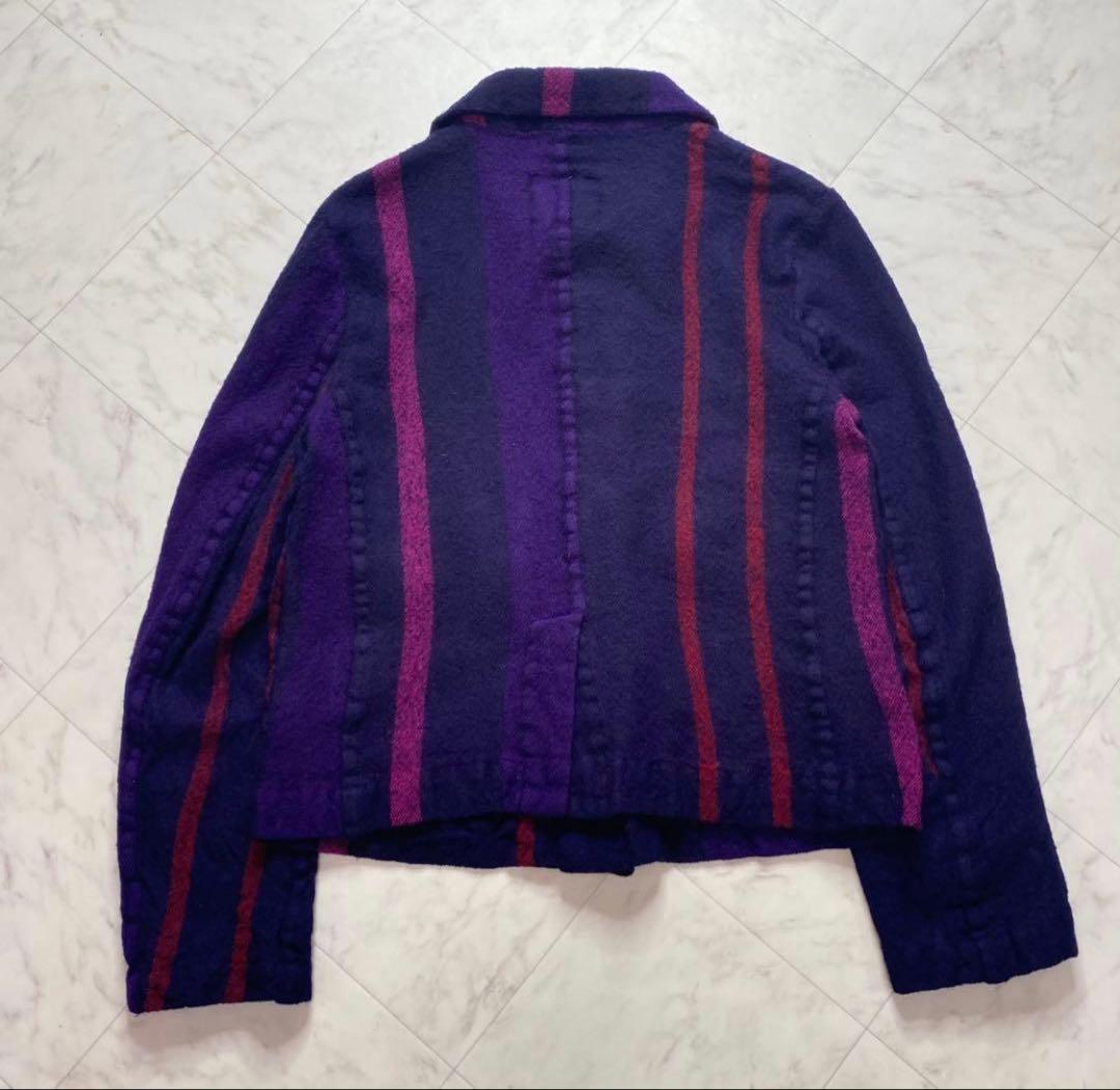 Y's ヨウジヤマモト　圧縮ウール　ジャケット　ストライプ　パープル