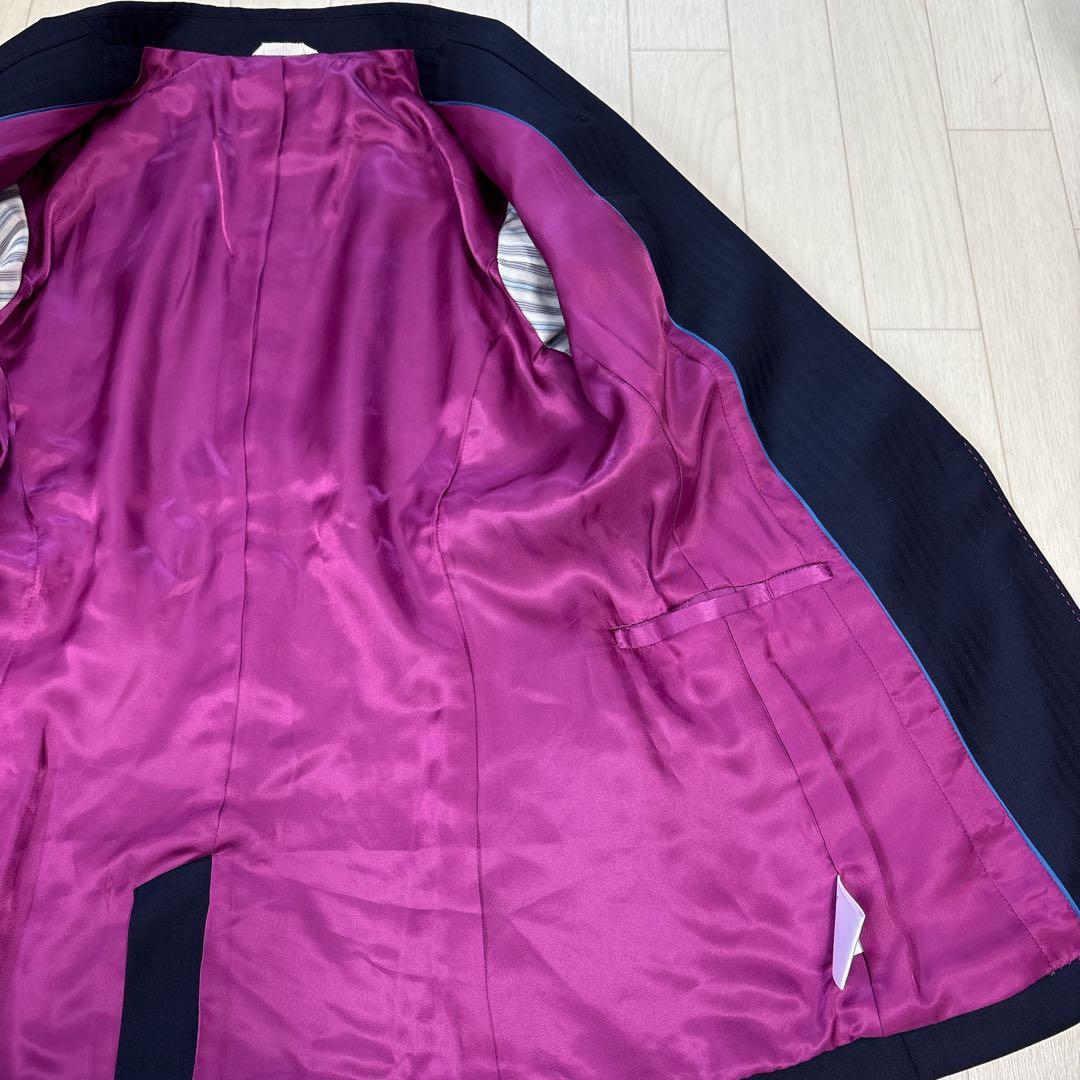 極美品 21AW アキコオガワ 高級 ウール ストライプ パンツスーツ 38