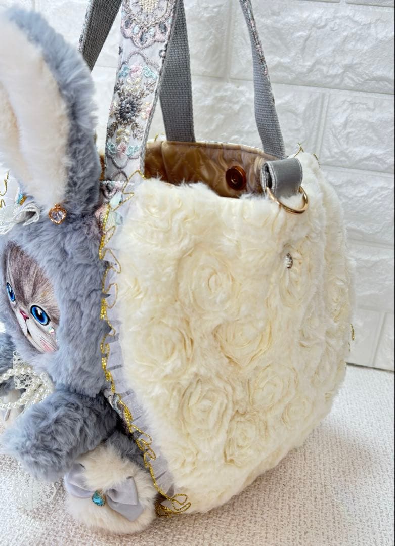 ね*】様 コヤンイサムチョン　ハンドメイド　ファーバッグ　ルミちゃん　グレーうさ