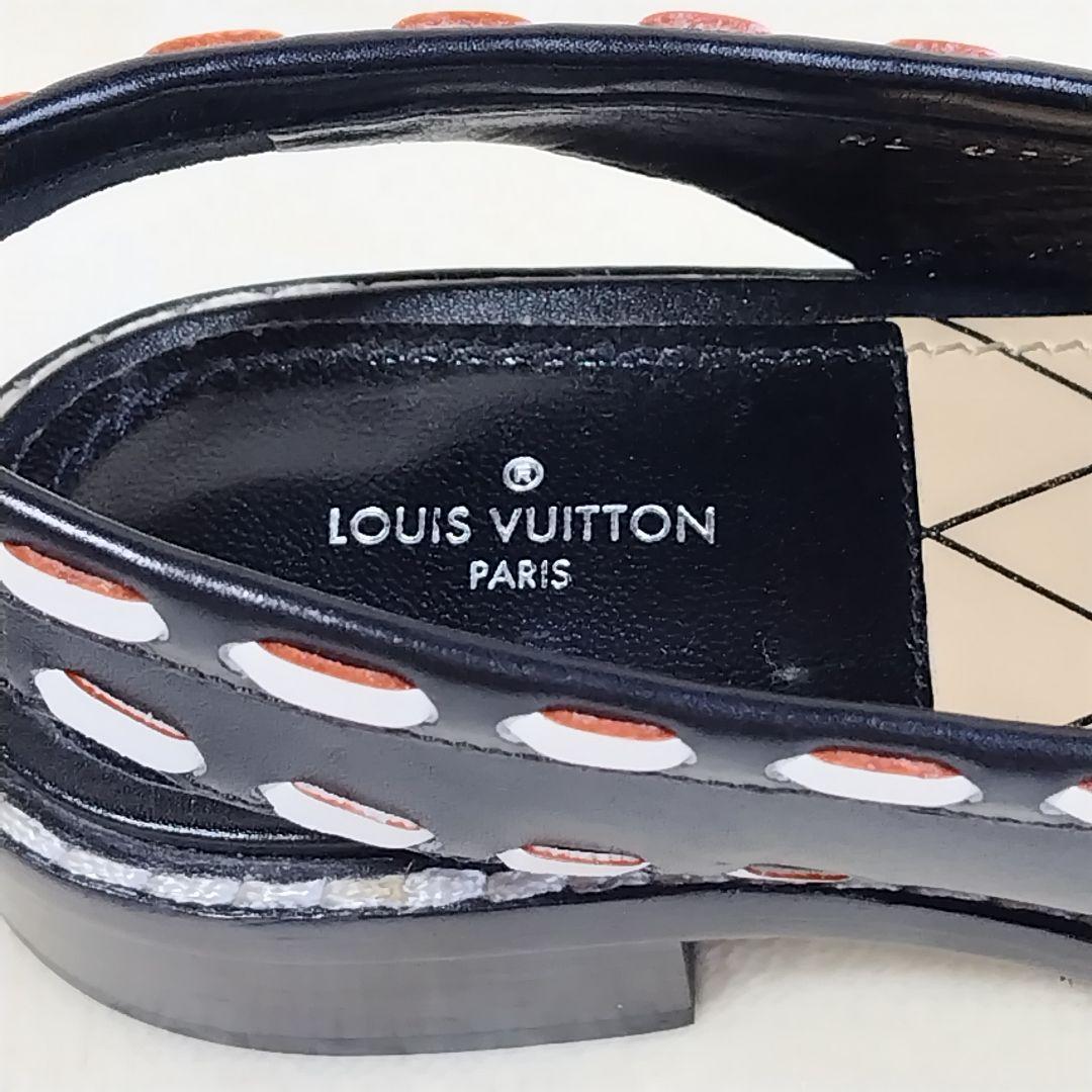 ローファー風☆ルイ・ヴィトン サンダル 靴 ステッチ 22cm相当 黒 希少