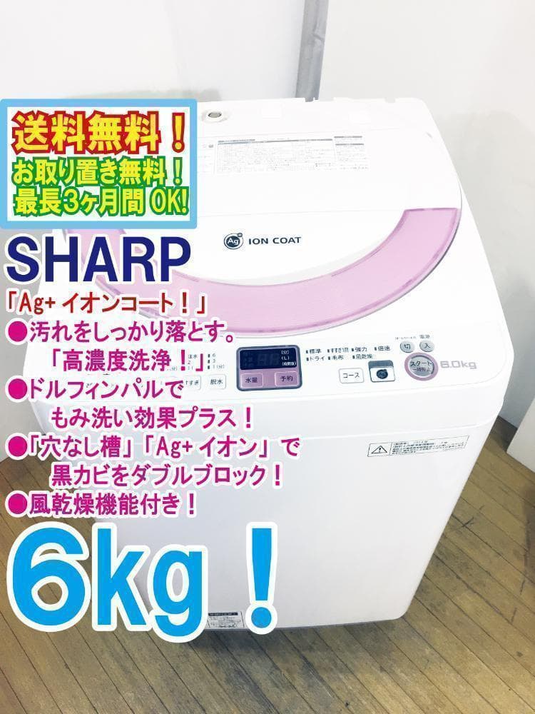 送料無料★シャープ 6kg 洗濯機【ES-GE60N-P】