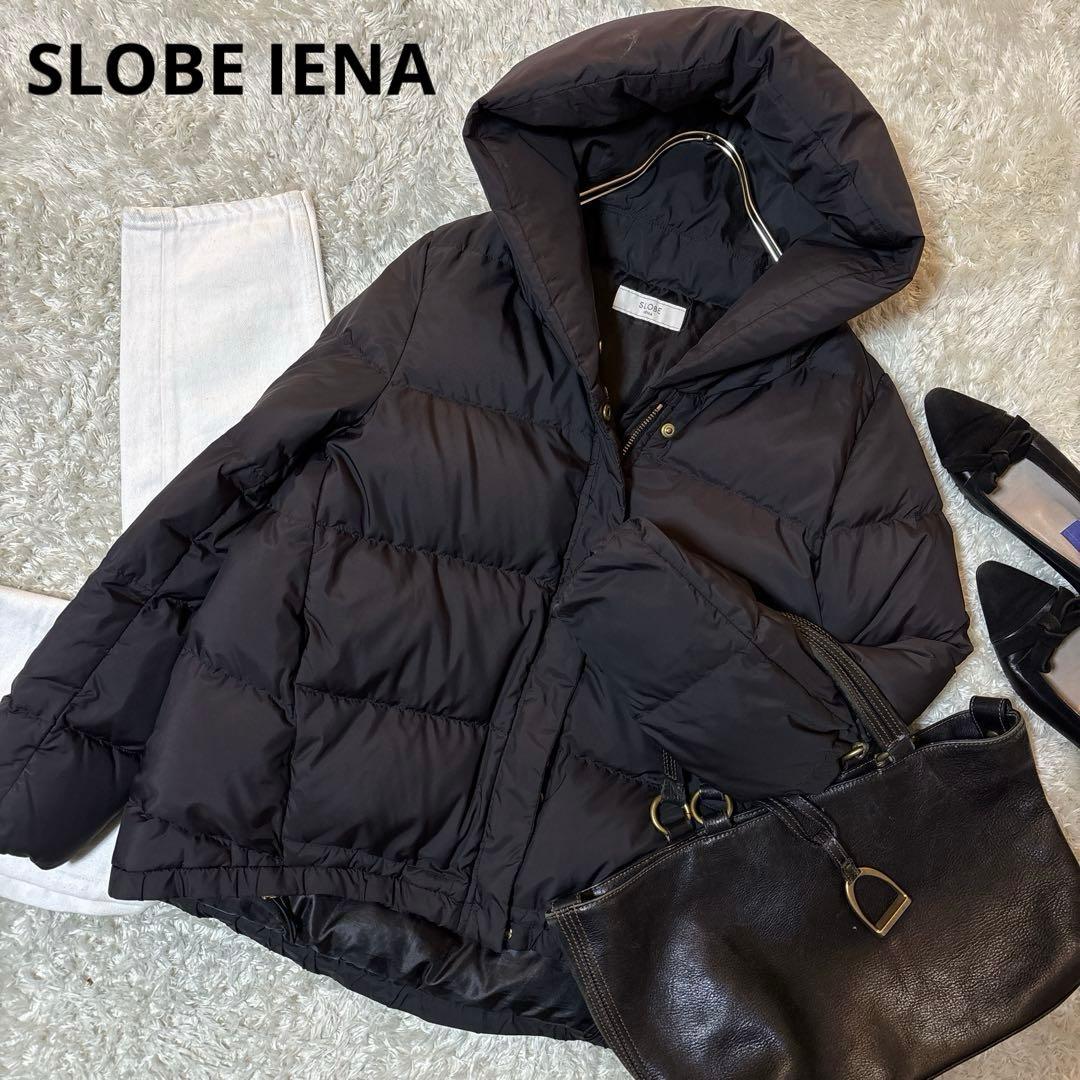 美品＊スローブイエナ　ショールフードショートダウンコート　ブラック　36