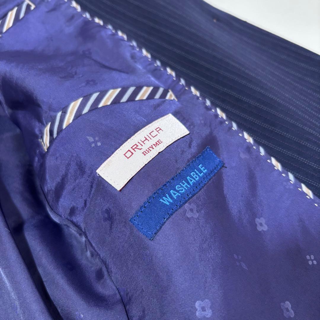 オリヒカ　３点セット　スーツ　ウォッシャブル　ストライプ　ネイビー　Lサイズ